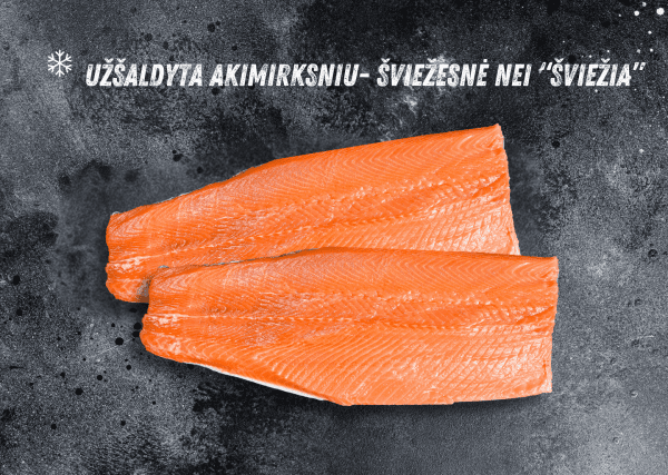 Šaldyta vakuumuota Arktinės palijos filė su oda (lot.Salvelinus Alpinus)
