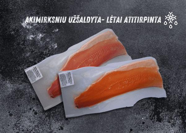 Vakuumuota Arktinės palijos filė su oda (lot.Salvelinus Alpinus)